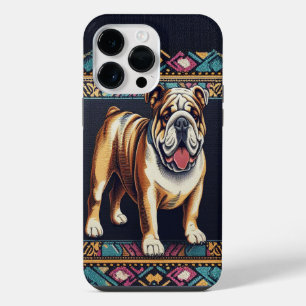 Colourful Framed Realistic Bulldog Dog Lover iPhone 14 Pro Max Case
