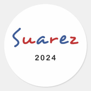 Colourful Francis Suarez 2024 Script Text Classic Round Sticker