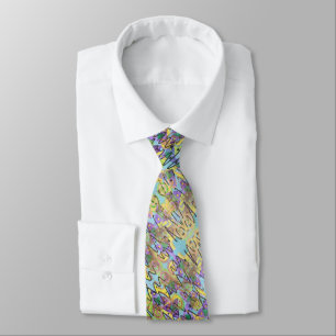 Colourful Freeform Ink Painting Abstract Print Tie