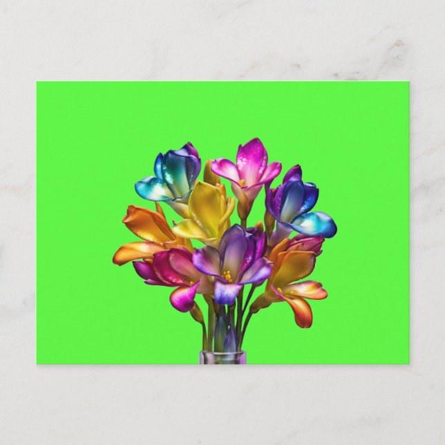 Colourful Freesia Floral Bouquet Postcard (Front)
