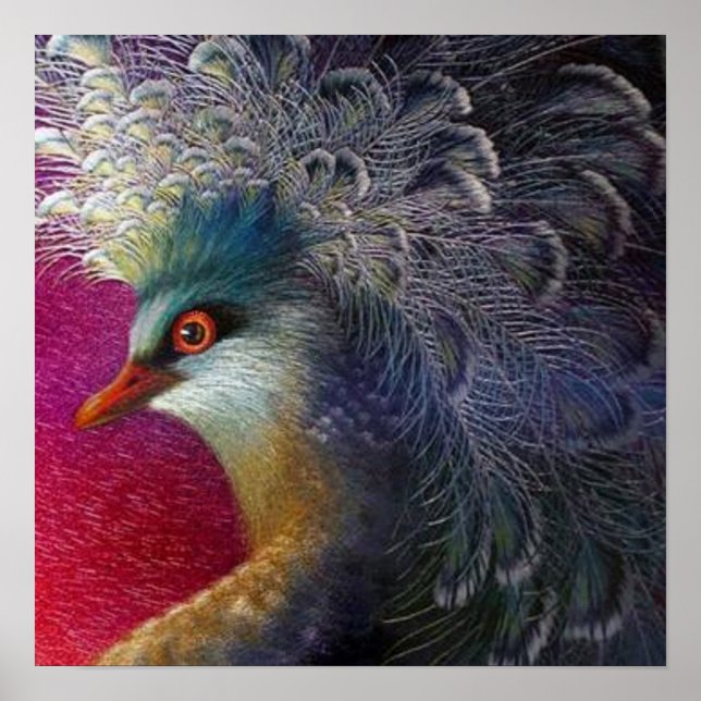 Colourful french baroque bird Embroidery Phoenix Poster (Front)
