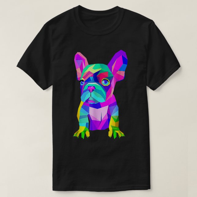 Colourful French Bull dog Lover Dad Mum, Boy Girl  T-Shirt (Design Front)