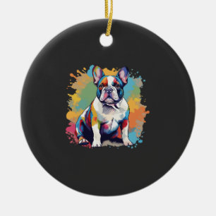 Colourful French Bulldog Art for Puppy Lovers Ceramic Tree Decoration