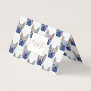 Colourful French Bulldog Brush Strokes Hand Paint Business Card