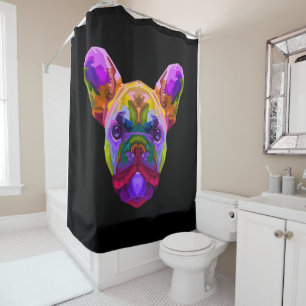 Colourful French Bulldog   Bulldog Lover Shower Curtain