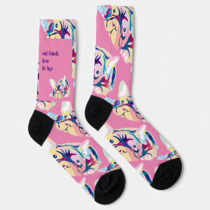 Colourful French Bulldogs – Artistic Customisable Socks