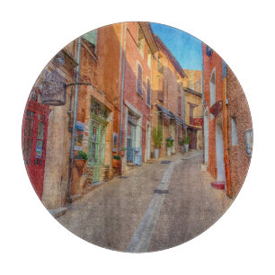 Colourful French Hillside Town Cutting Board