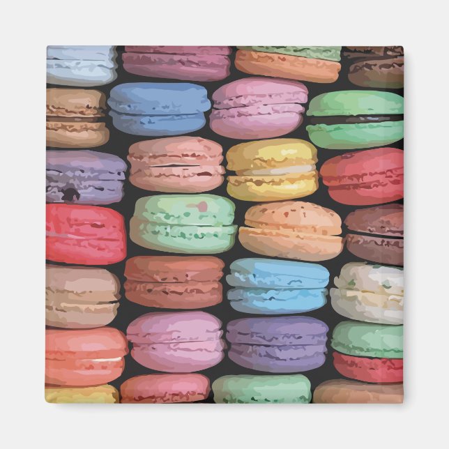 Colourful French Macaron Pattern Magnet (Front)