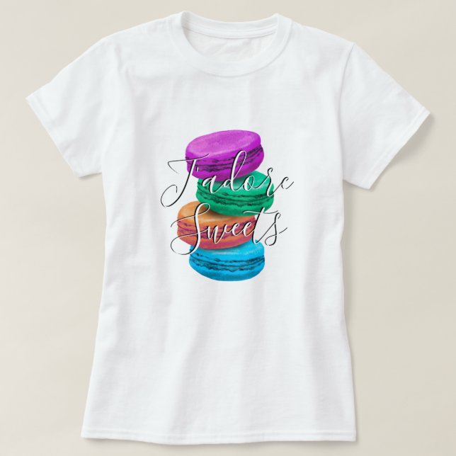Colourful French macarons illustration t shirt (Design Front)