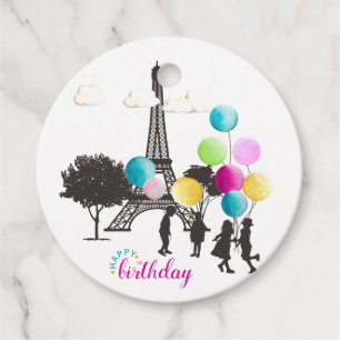 Colourful French Macarons Kids Playing Birthday Favour Tags