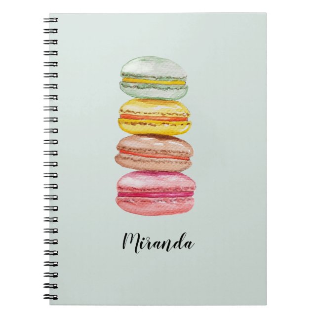 Colourful French Macarons Watercolor Hand-painted Notebook (Front)
