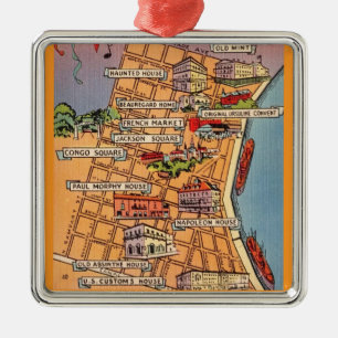 Colourful French Quarter Map Metal Tree Decoration