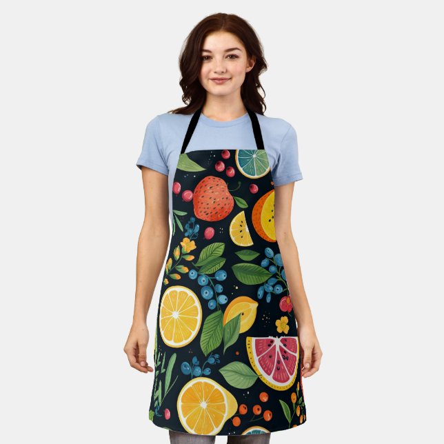 Colourful Fresh Fruit Pattern Apron (Worn)