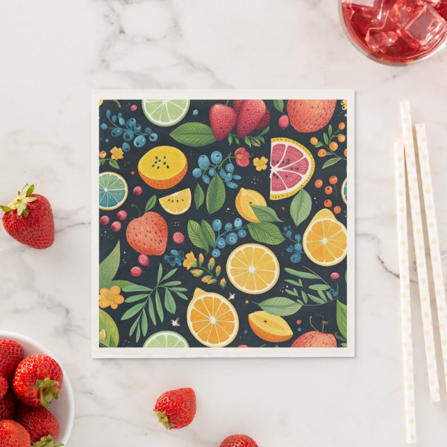 Colourful Fresh Fruit Pattern Napkin (Insitu)