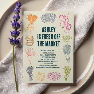 Colourful Fresh Off the Market Bridal Shower Invitation
