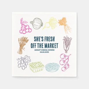 Colourful Fresh Off the Market Bridal Shower Napkin