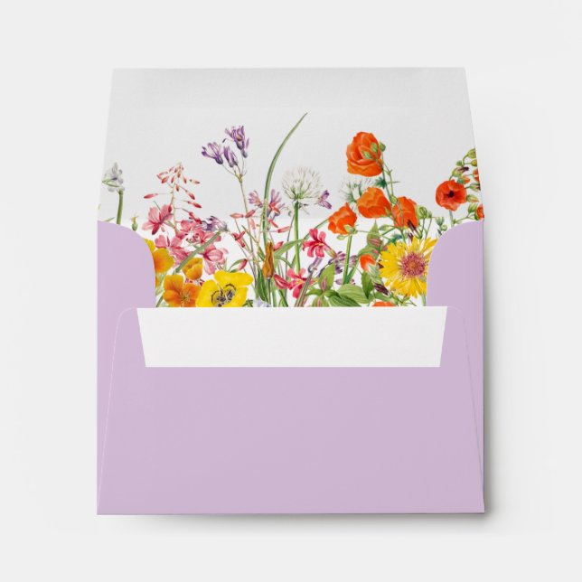 Colourful Fresh Spring Flowers Violet Envelope (Back (Bottom))