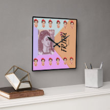 Colourful Frida Square Wall Clock
