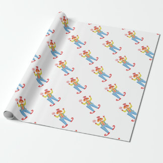 Colourful Friendly Clown With Lollypop In Classic Wrapping Paper