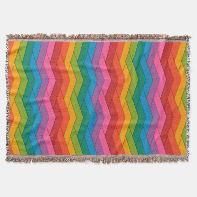 Colourful Fringed Throw Blanket (Front)