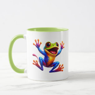 Colourful Frog Cartoon Jumping Hyper Vibrant Energ Mug