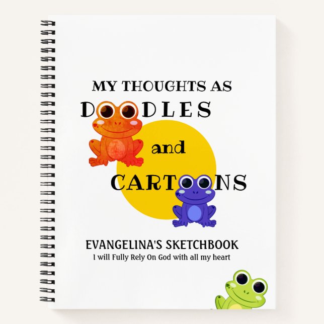 Colourful Frog Custom Doodles Sketchbook Journal (Front)