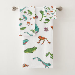Colourful Frog pattern Bath Towel Set
