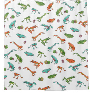 Colourful Frog pattern Shower Curtain