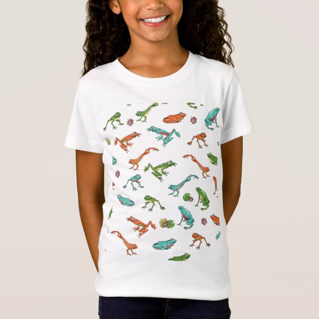 Colourful Frog pattern T-Shirt (Front)