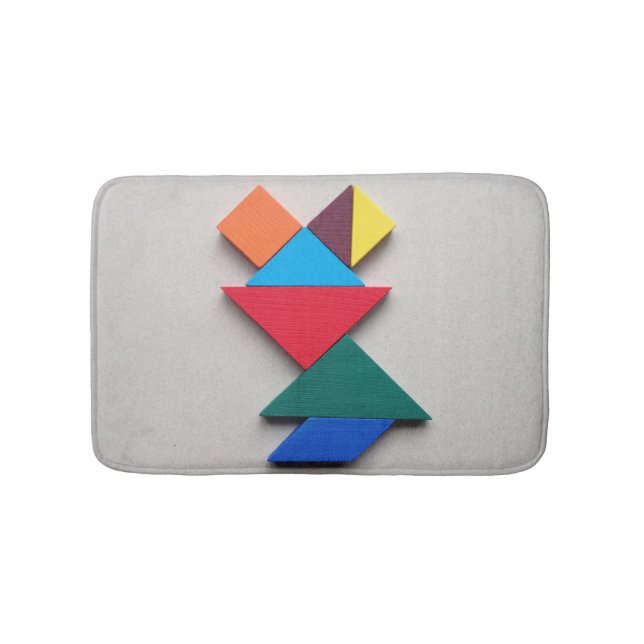 Colourful frog Tangram Bath Mat (Front)