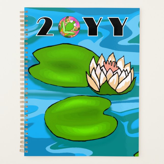 Colourful Frogs at the Water Lily Pond Kaleidoscop Planner (Front)