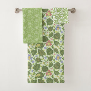 Colourful Frogs Bath Towel Set