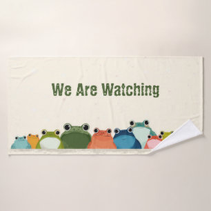 Colourful Frogs Line – Cute Minimal Animal Art Bath Towel