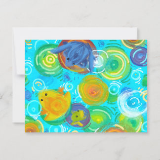Colourful Frogs on Rainbow Water Postcard