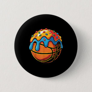 Colourful Frosted Basketball Dessert Style Artwork 6 Cm Round Badge