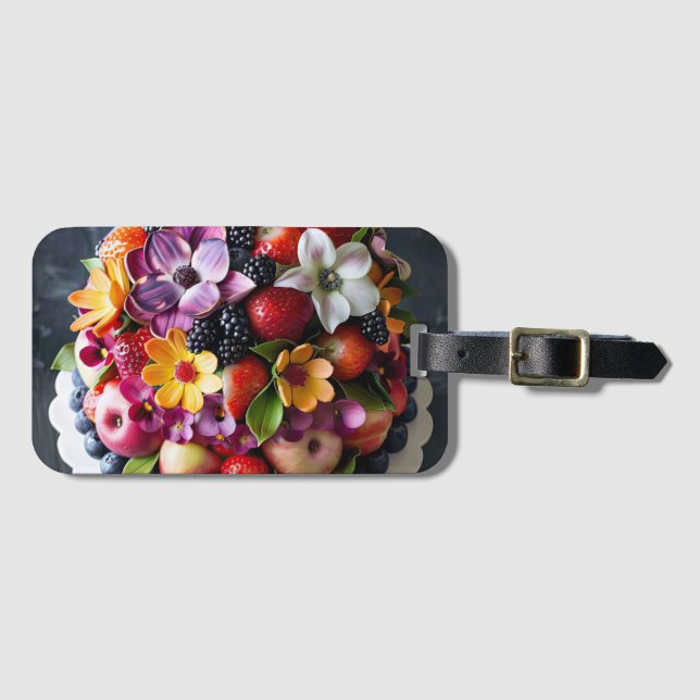 Colourful fruit cake luggage tag (Front Horizontal)