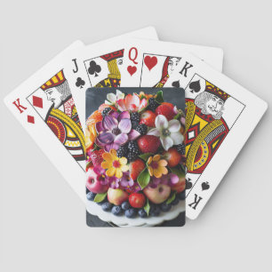 Colourful fruit cake playing cards