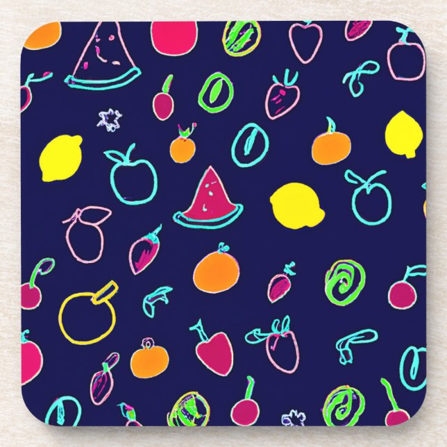 Colourful Fruit Fantasia Design Coaster (Front)