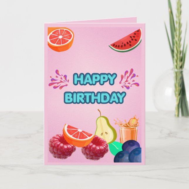 Colourful Fruit Happy Birthday Card (Front)
