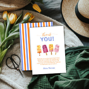 Colourful Fruit Ice Cream Popcicle Baby Shower  Thank You Card