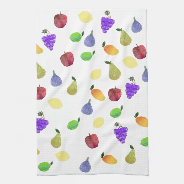 Colourful Fruit Medley Tea Towel (Vertical)