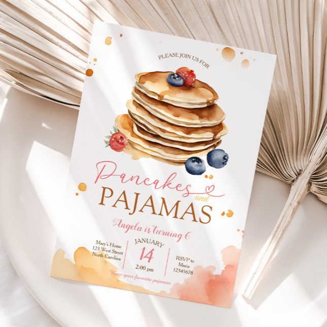 Colourful Fruit Pancakes and Pyjamas Party Birthda Invitation (Creator Uploaded)