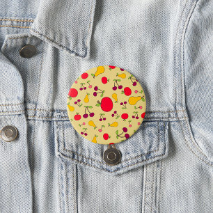 Colourful Fruit Pattern Apples Cherries and Pears  7.5 Cm Round Badge