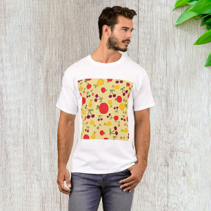 Colourful Fruit Pattern Apples Cherries and Pears T-Shirt