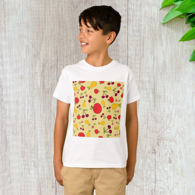 Colourful Fruit Pattern Apples Cherries and Pears  T-Shirt (Creator Uploaded)