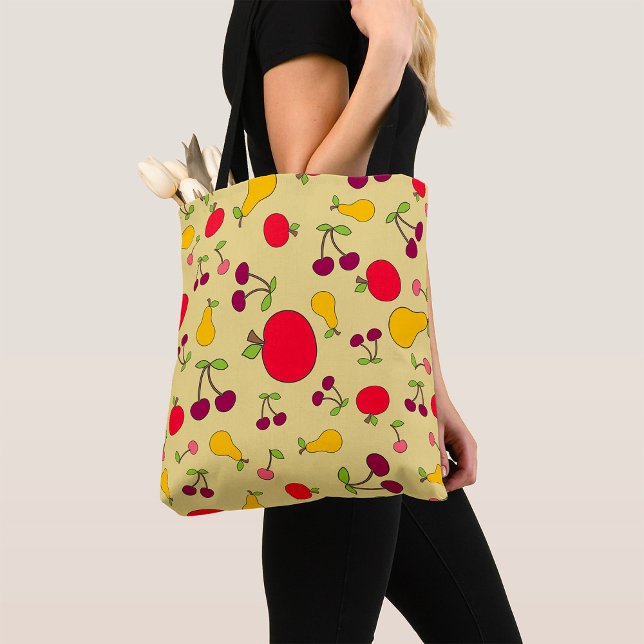 Colourful Fruit Pattern Apples Cherries and Pears  Tote Bag (Creator Uploaded)