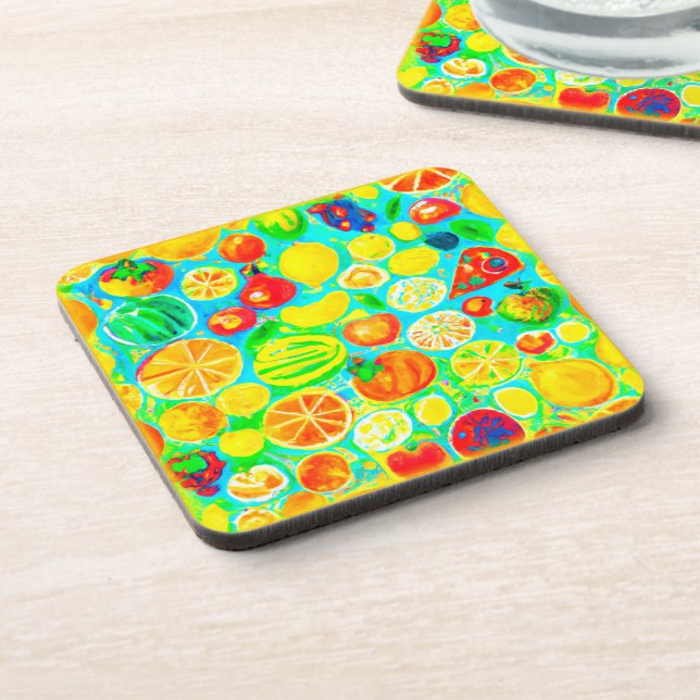 Colourful Fruit Pattern. Buy Now  Coaster (Left Side)