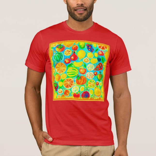 Colourful Fruit Pattern. Buy Now T-Shirt (Front)