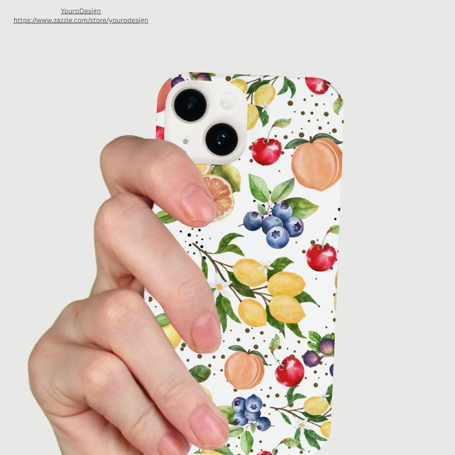 Colourful fruit pattern Citrus blue berries iPhone Case (Creator Uploaded)