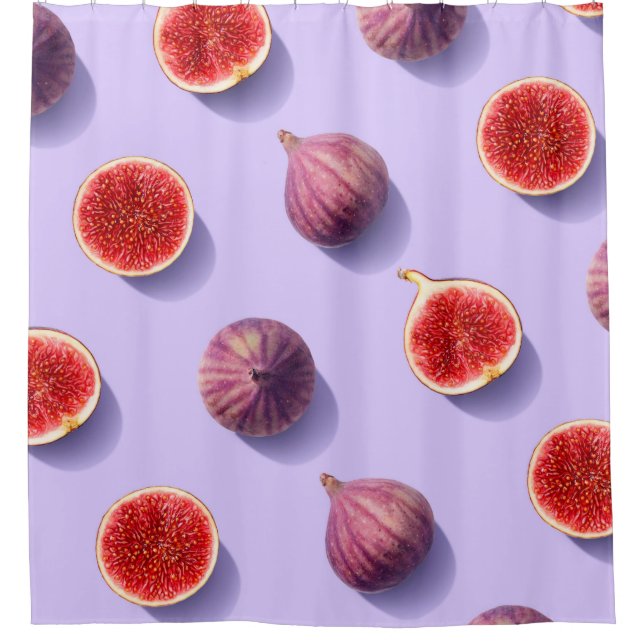 Colourful fruit pattern of fresh figs on purple pa shower curtain (Front)